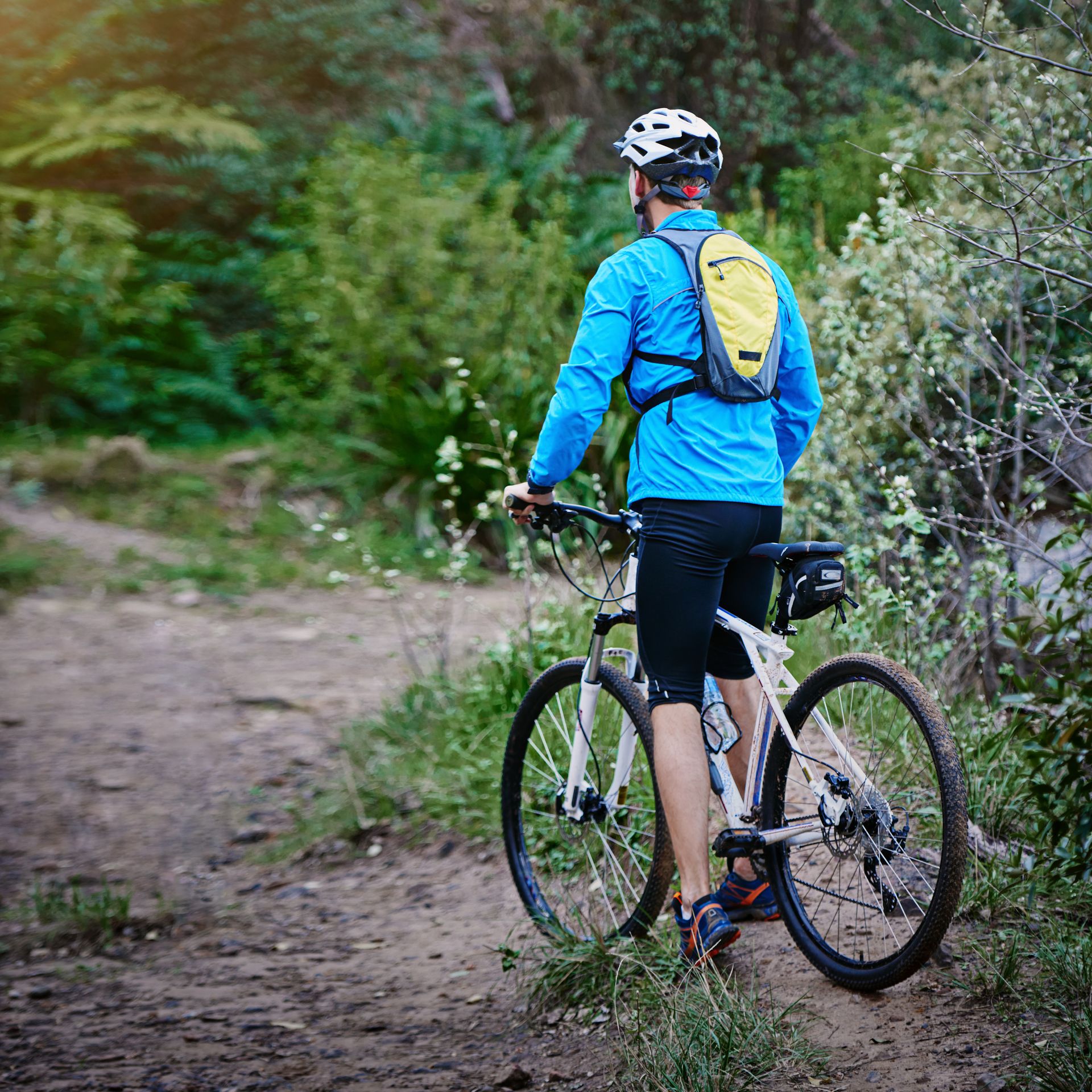Cyclist riding an outdoor trail